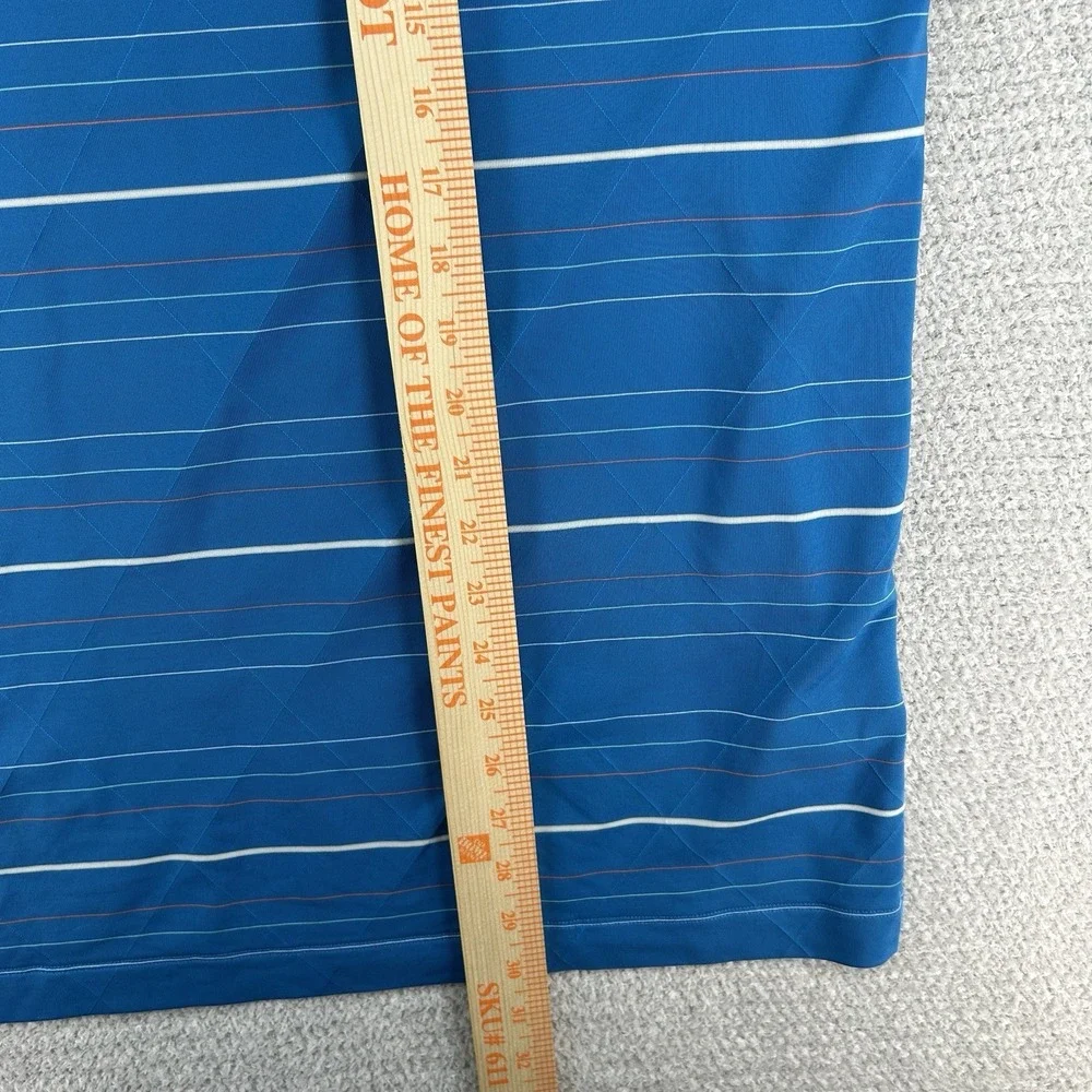 Nike Polo Shirt Mens XL Blue Striped Dr-Fit Golf Performance Stretch Preppy‎